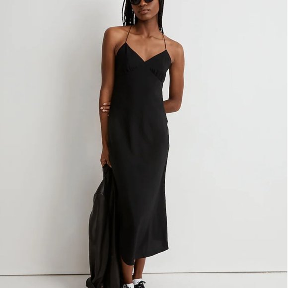 NWT Madewell Layton midi slip dress true black - Picture 5 of 11